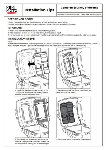 Tour Pack Lid Organizer for Street Glide Road King Road Glide Electra Glide - Kemimoto