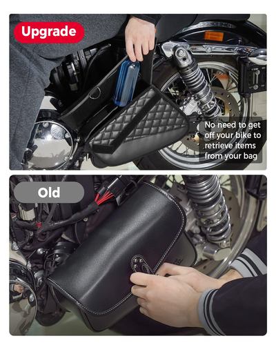 Motorcycle Swingarm Leather Side Bags - Kemimoto