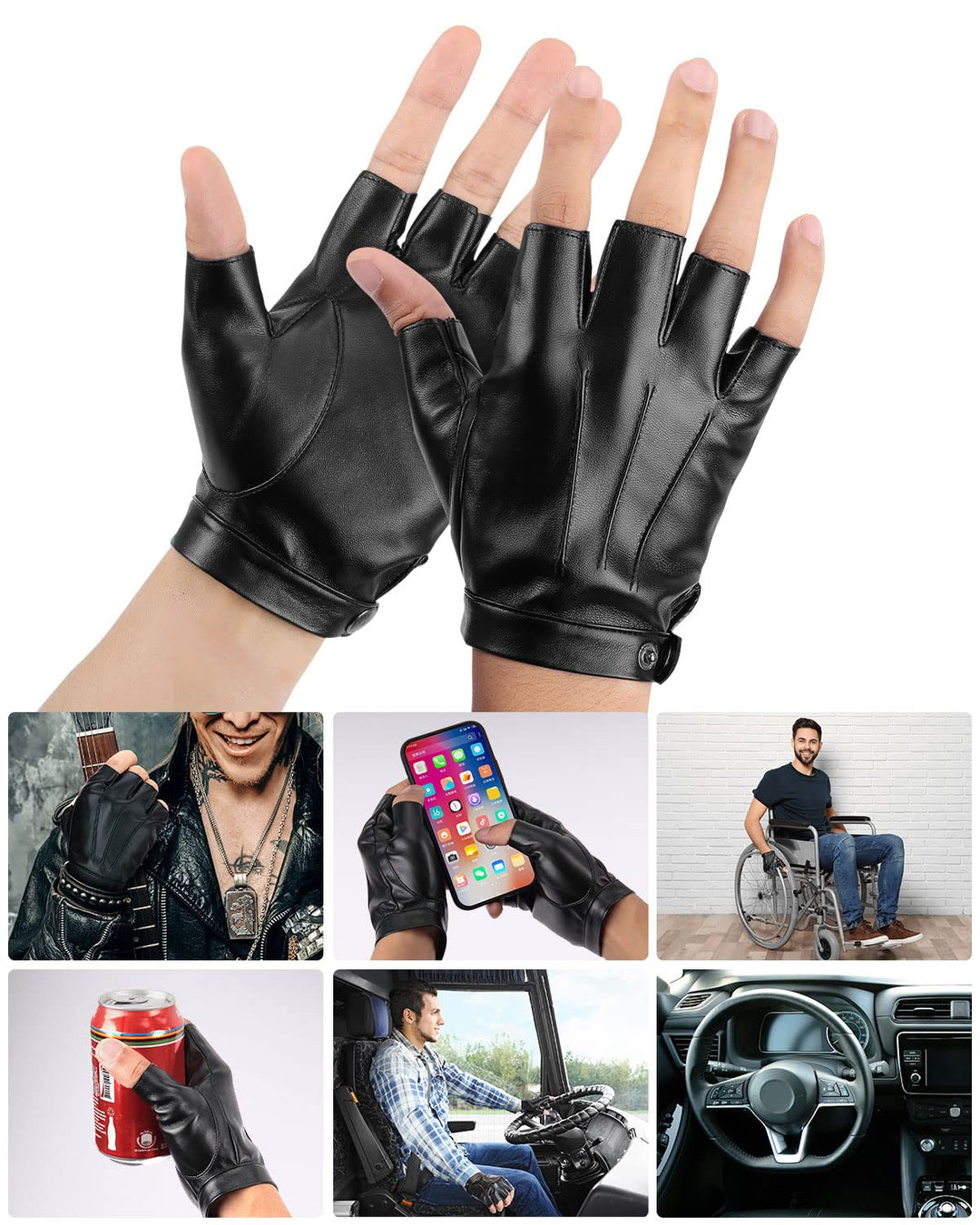 Kemimoto Motorcycle Gloves for Men, Full Finger Hard Knuckle