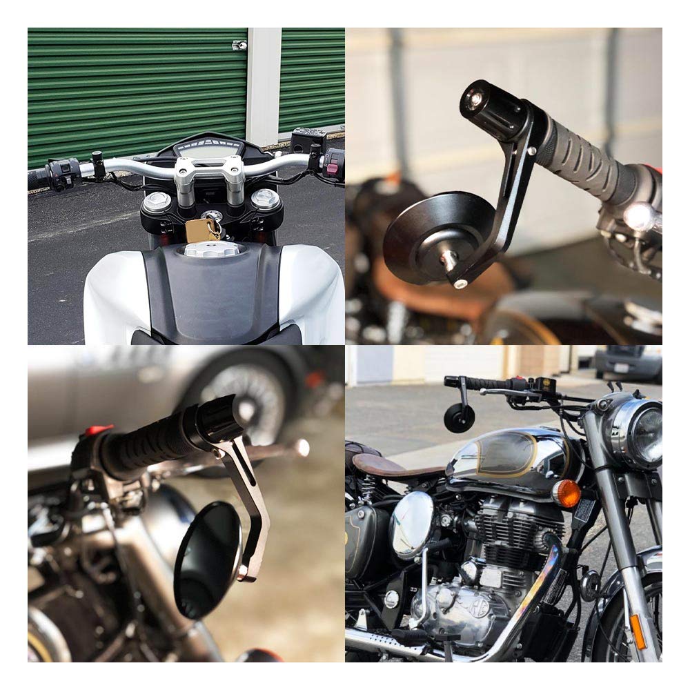 Motorcycle Handlebar Bar End Mirrors, Blue Lense Anti Glare Universal 7/8