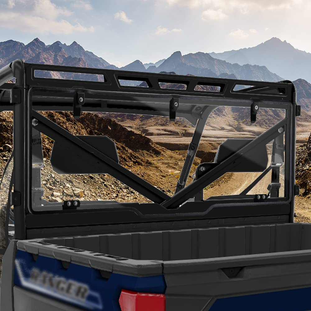 Rear Rear Windshield Compatible with 2017-2023 Polaris Ranger - Kemimoto