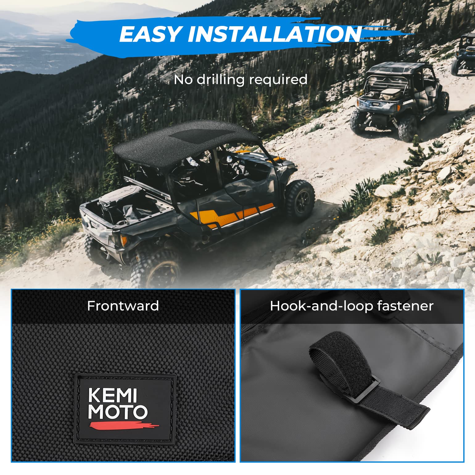 Heavy Duty 1680D Oxford Fabric Roof Fit Polaris General 4 1000 / XP 4 1000 (2017-2023) - Kemimoto