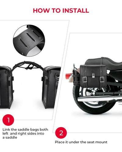 Motorcycle PU Leather Saddlebags With Water Cup Holder For Dyna Sportster - Kemimoto