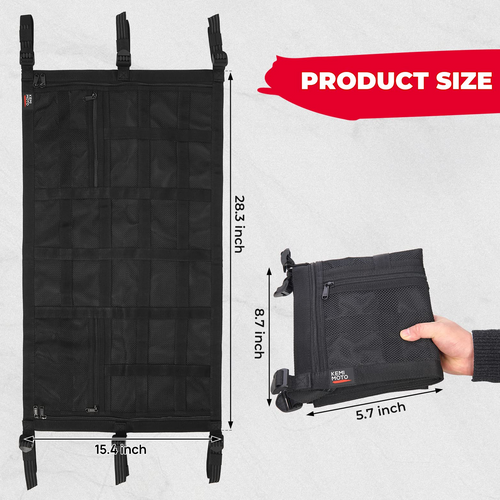 Upgrade Ceiling Cargo Net Pockets Compatible with Polaris RZR - Kemimoto