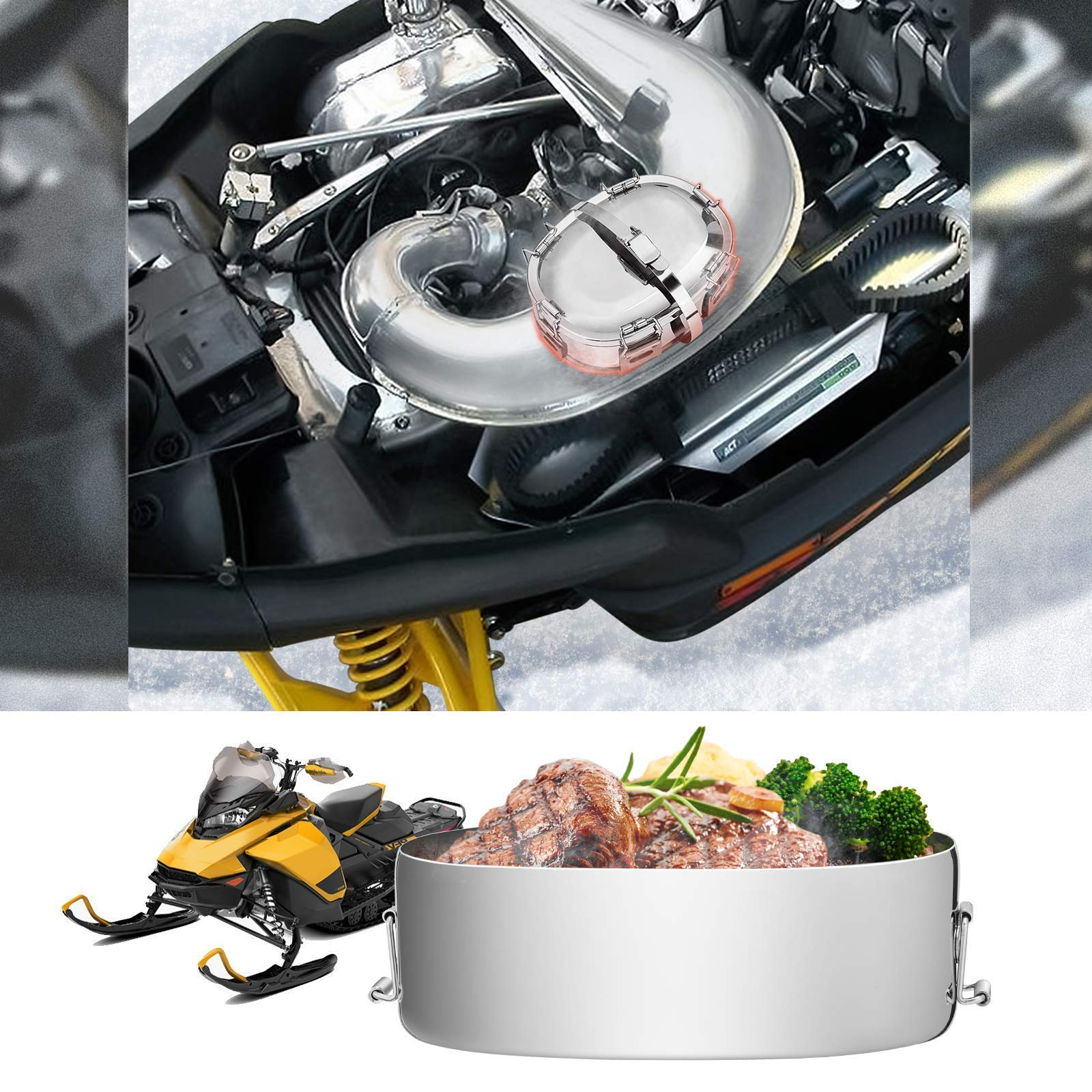 Snowmobile Food Warmer Stainless Muffler Exhaust Cooker Fit Arctic Cat Polaris UTV ATV Motorcycle - Kemimoto