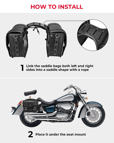 Motorcycle PU Leather Saddlebag With Cup Pocket - Kemimoto